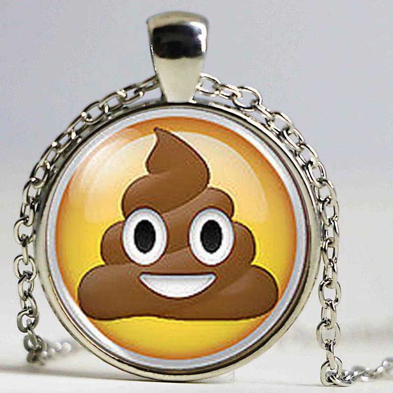 Куча Poo Полуют Emoji Смайлик Geeky Nerd Geek Кабошон Мужские Ручной Работы Ожерелье Кулон