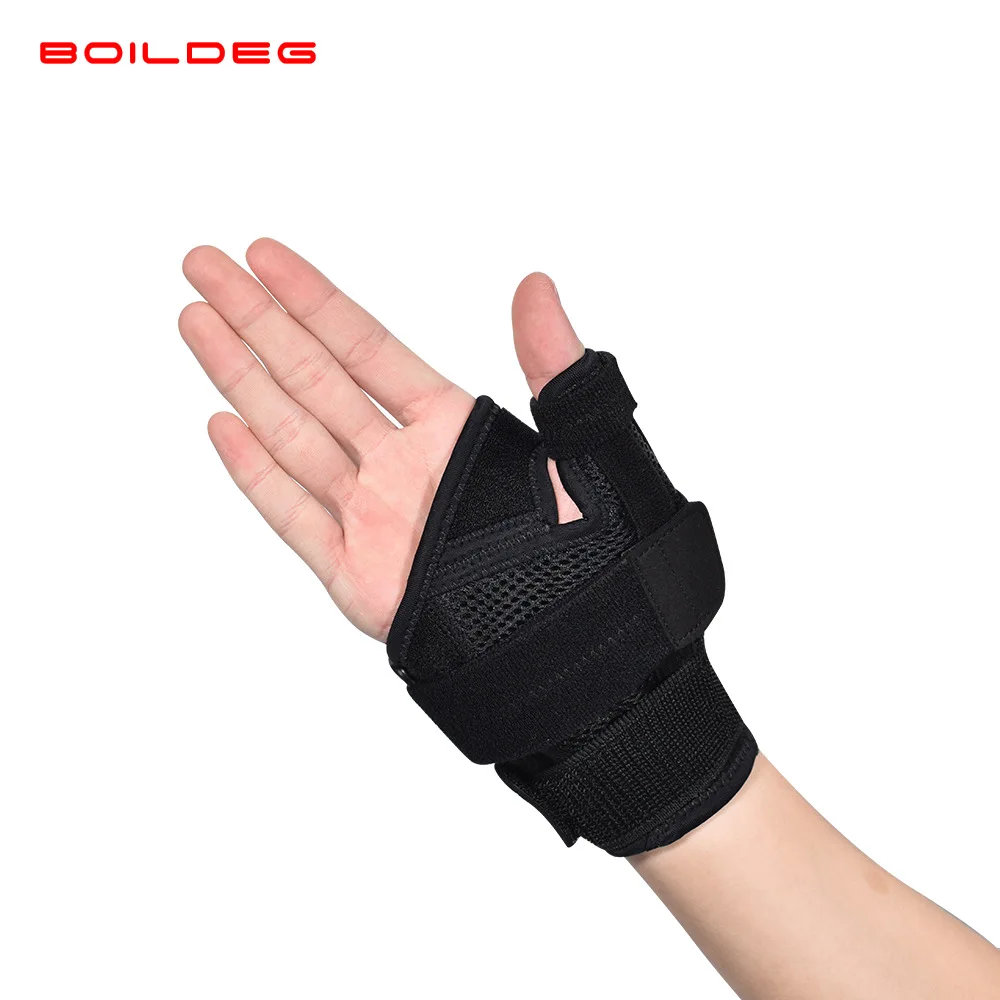 

Thumb protector steel retaining bar support thumb sheath wrist support