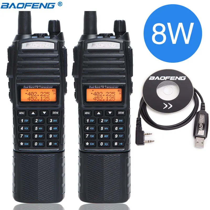 

2Pcs Baofeng UV-82 Plus Walkie Talkie 8W Powerful 3800mAh Extended DC Battery UV82 Dual PTT Band UV 82 Transmitter Hunting Radio