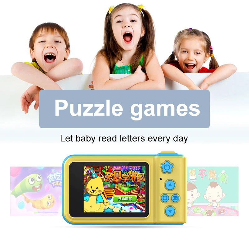 Детская цифровая камера, подарок на день рождения для детей, обучающая игрушка для малышей, портативная игрушечная мини-камера 1080p HD, 2 дюйма, большой экран