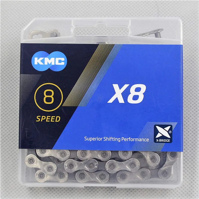 Новая велосипедная цепь KMC X8, X9, X10, X11, X12, велосипедная цепь, 11 скоростей, Шоссейная, MTB, шатун Shimano/SRAM 8, 9, 10, 11, 12s переключатель, 116L - Цвет: X8 8S 116L