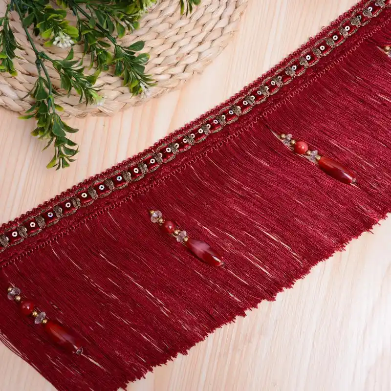 12yards Braided Beads Hanging Ball Tassel Fringe For Curtains