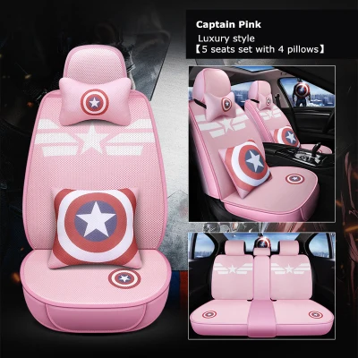 Чехлы для сидений автомобиля с героями мультфильмов Марвел Капитан Америка Веном авто подушка защита стула универсальная для alfa romeo mazda 6 polo audi a3 - Название цвета: Captain Pink L