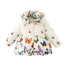 Осенне-зимнее хлопковое пальто с длинными рукавами для маленьких девочек от 0 до 24 месяцев Повседневная однотонная Удобная Одежда С Рисунком бабочки