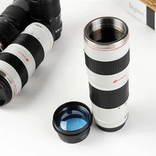 Edelstahl Emulation SLR Kamera 70-200mm Objektiv Kamera Kaffeetasse Bierschale Wein Tasse Mit Deckel Weiße CANON Logo Tassen