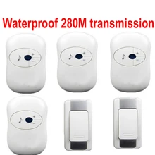 2 излучателя+ 4 приемника брендовый дверной звонок Водонепроницаемый 280 м Рабочий беспроводной дверной звонок, дверной звонок, беспроводной, беспроводное кольцо длинный дверной Звонок