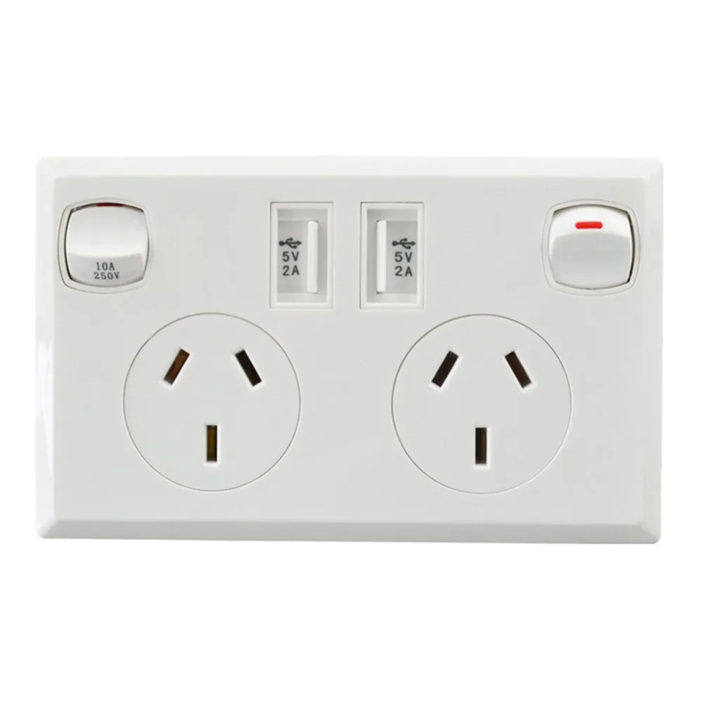 AU Подключите USB розетку стены переходник для зарядного устройства гнездо Dual
