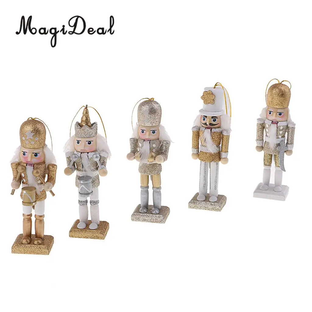 10Pcs 12cm Wooden Nutcracker Solider Figure Model Puppet Doll Handcraft for Children Gifts Christmas Home Office Decor Display