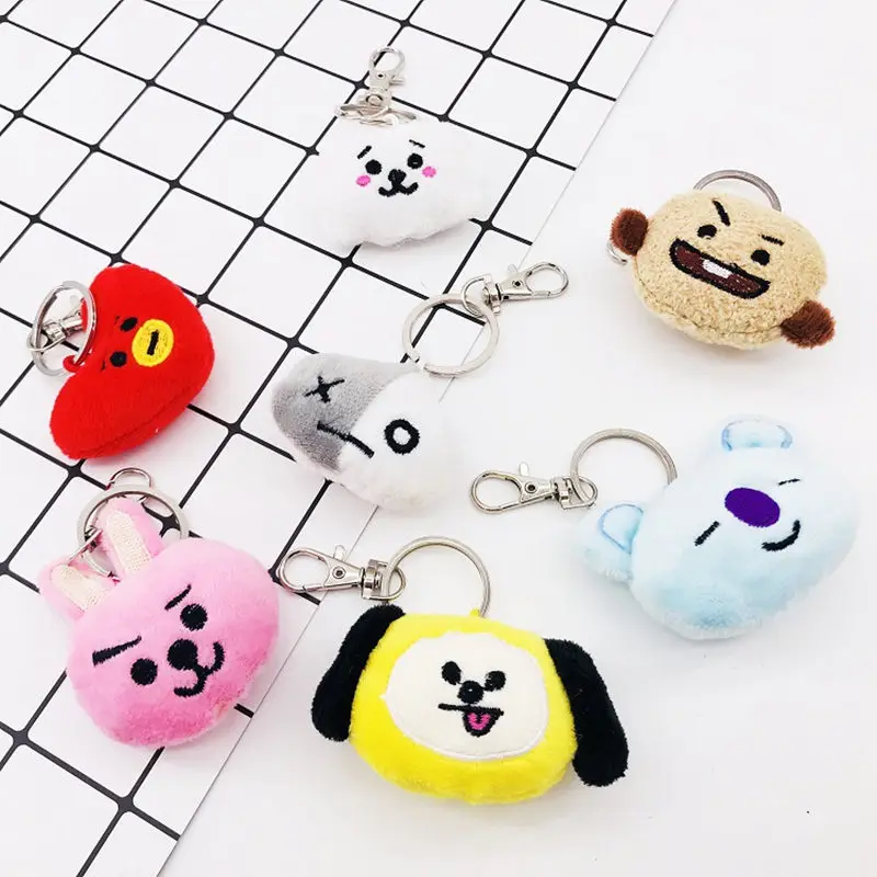 

NEW 7 style 6 cm BTS bulletproof Youth League Plush Keychain Pendant BT21 ugly Ugly dolls kids toys Key buckle Christmas Gift