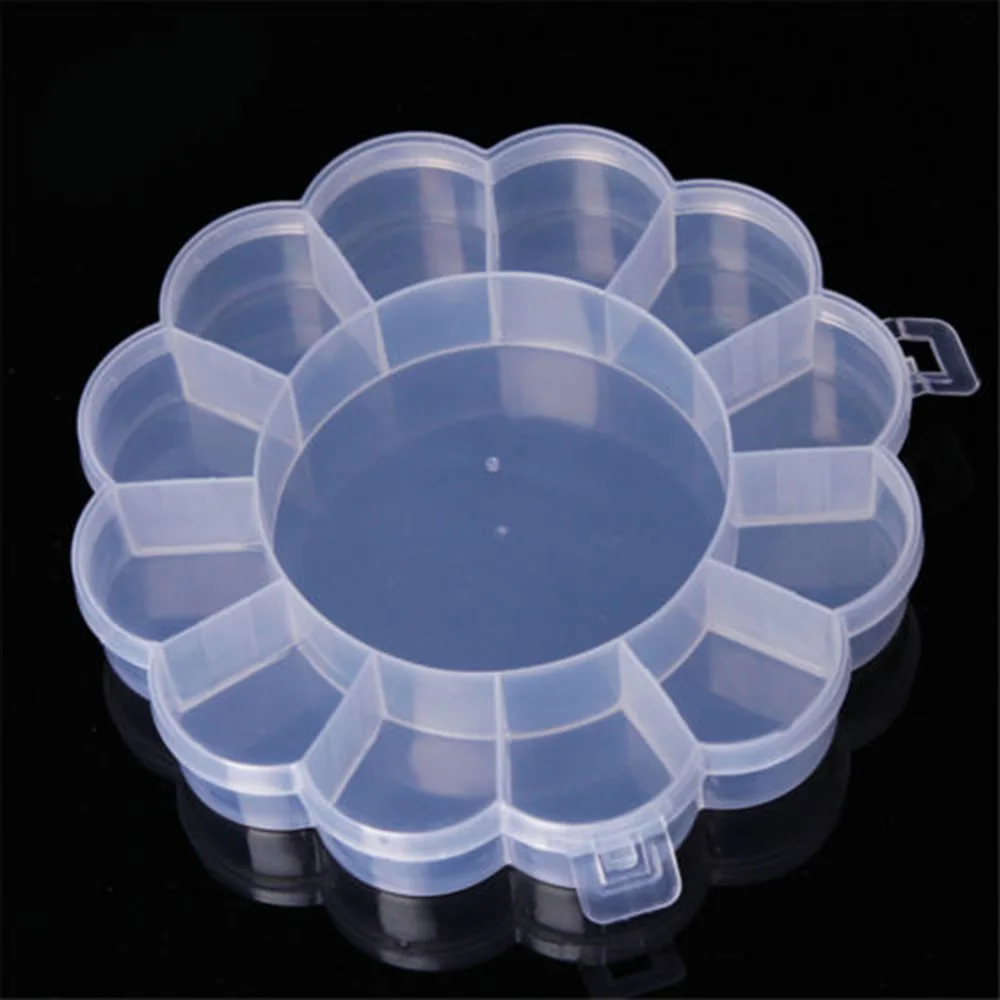 

13 Grid Flower Shape Transparent Plastic Storage Box for Small Component Jewelry Tool Box Bead Pills Organizer Nail Art Tip Case