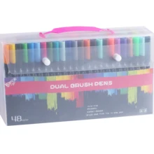 Dual Tip Brush Pens 100 Water Based Fineliner Drawing Painting Watercolor Brushpen School Supplies Art Marker Pens