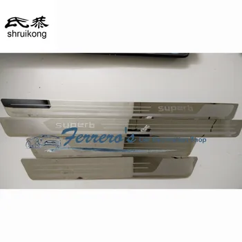 

4pcs/lot car stickers for 2009-2016 Skoda Superb II 3T4 III 3V3 ultra-thin Stainless Steel Door Sill Scuff Plate pedal cover