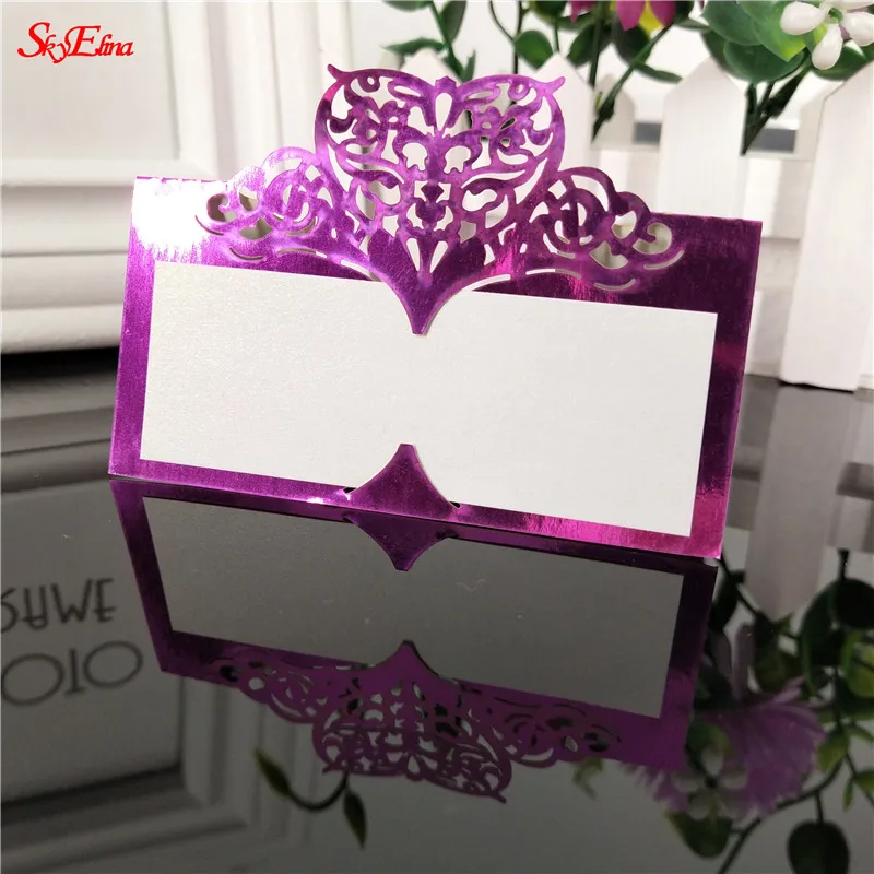 

20pcs Laser Cut Heart Shape Table Name Card Place Card Wedding Party Decoration Favor white blue 6Z SH871-20