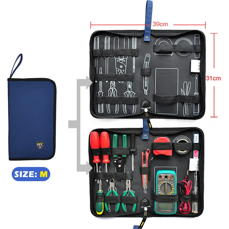 small tool chest Professional Electricians Tool Bag Hard Plate Kit Tool Bag Set Storage Waterproof Multifunction Oxford Canvas tool pouch belt Tool Storage Items