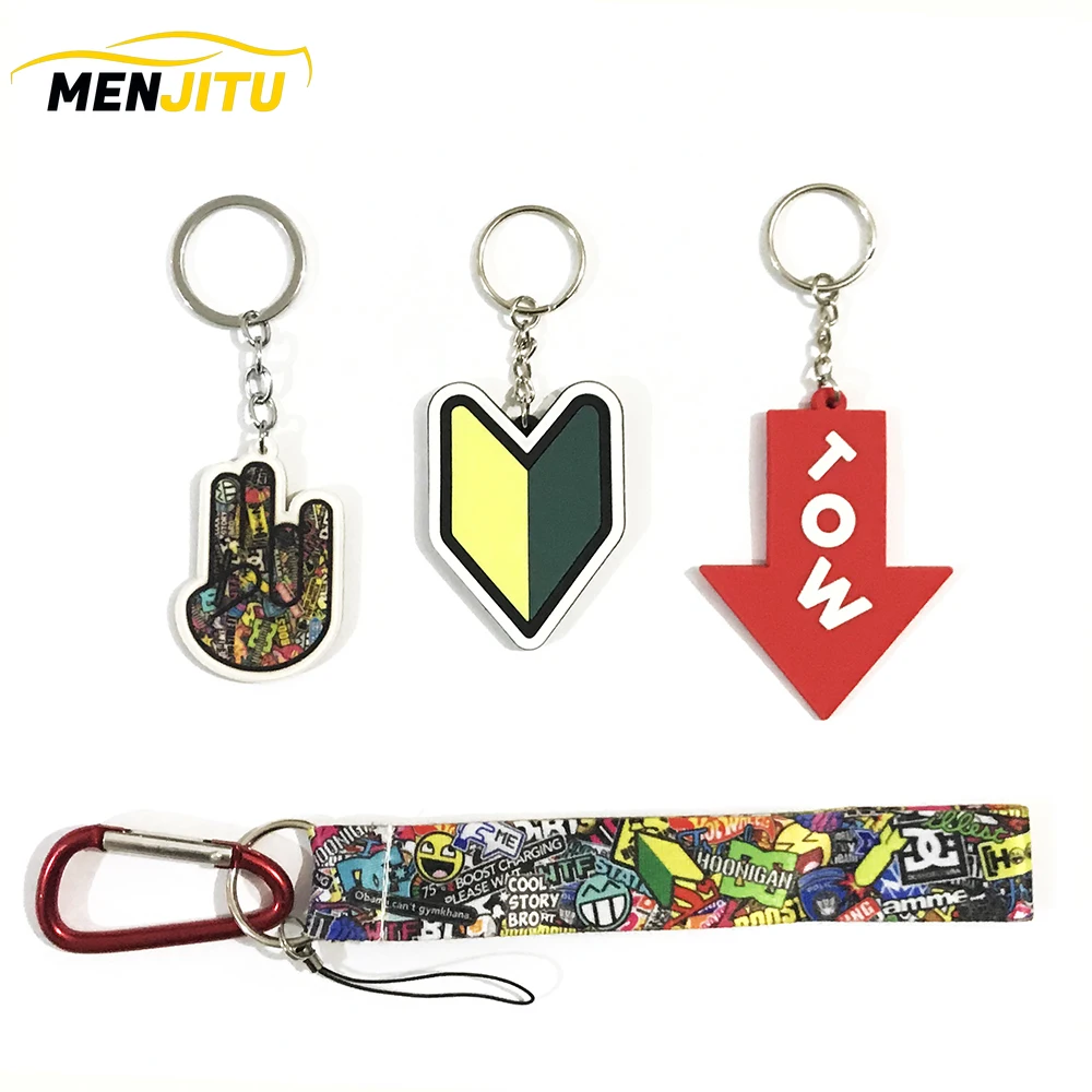 

Hot Great gift for JDM racing fans Driver Wakaba Mark Car Keychain Auto Part Model Key Chain Ring Key Fob Car Keychain for Men