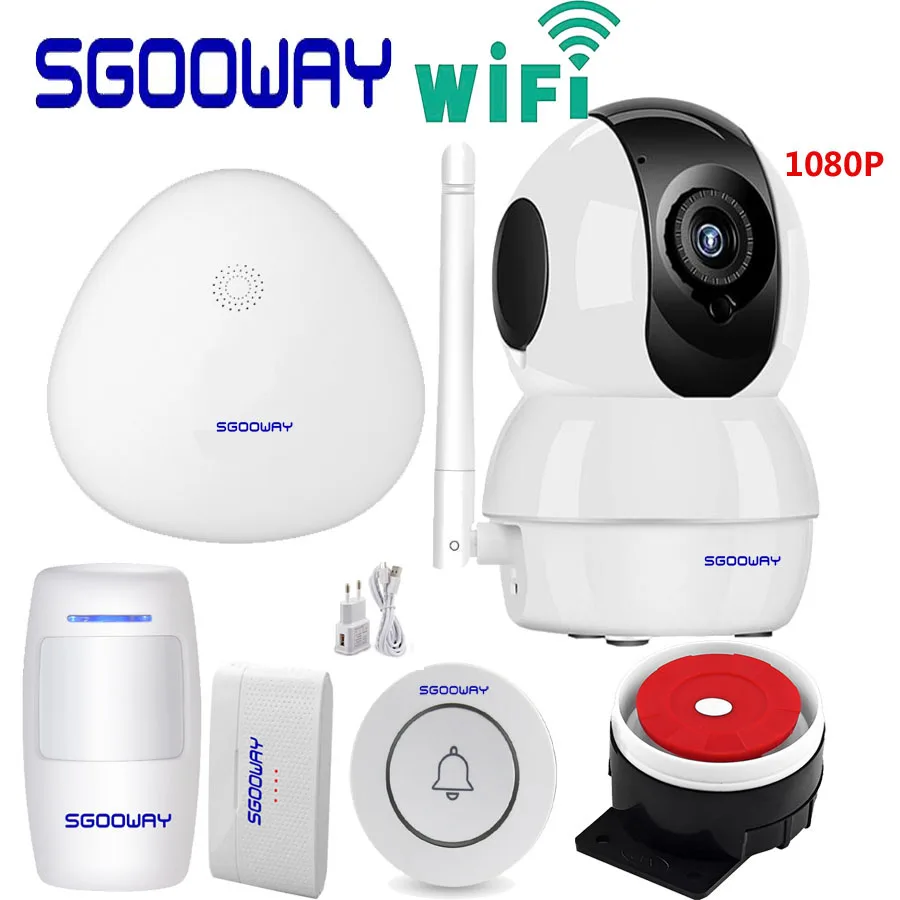 

New WIFI Home Burglar Security Alarm Doorbell System IOS/Android APP Control Siren With IP Camera 1080P