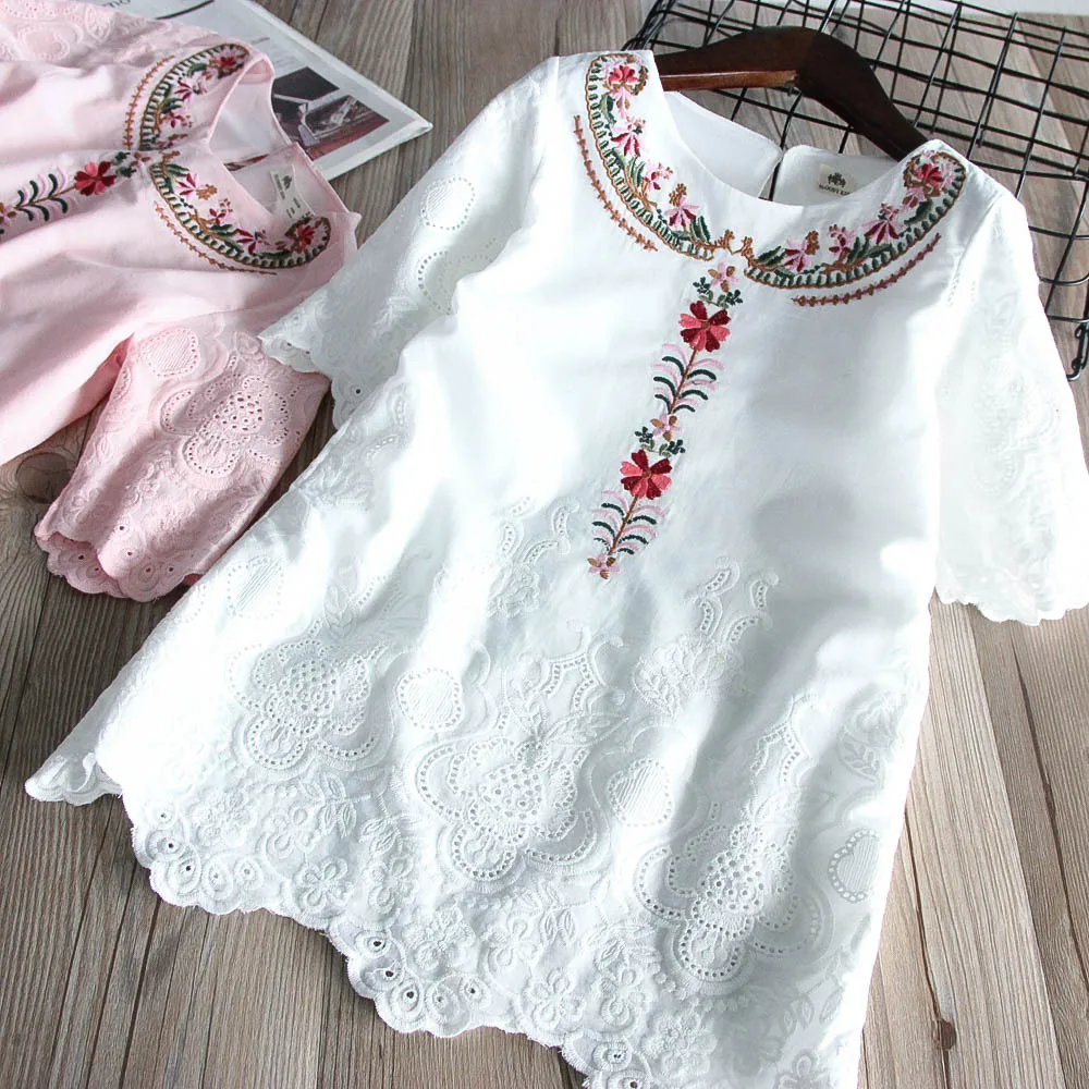 Little Girl Dresses Embroidered Short Sleeved Elegant Children ' S