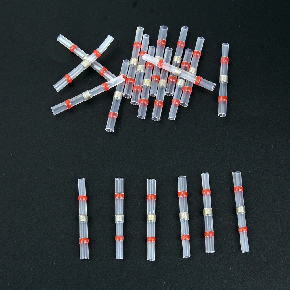  50PCS Waterproof Heat Shrink Solder Seal Butt Connectors Soldering Sleeve Wire Cable Terminal Elect