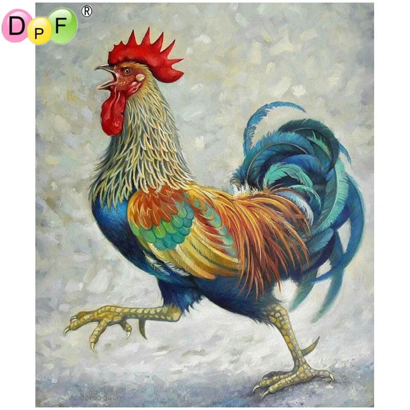 

DPF DIY Magic Cube Cross Stitch art crafts running rooster Diamond Embroidery 5D full Round Diamond Painting Mosaic Home Decor