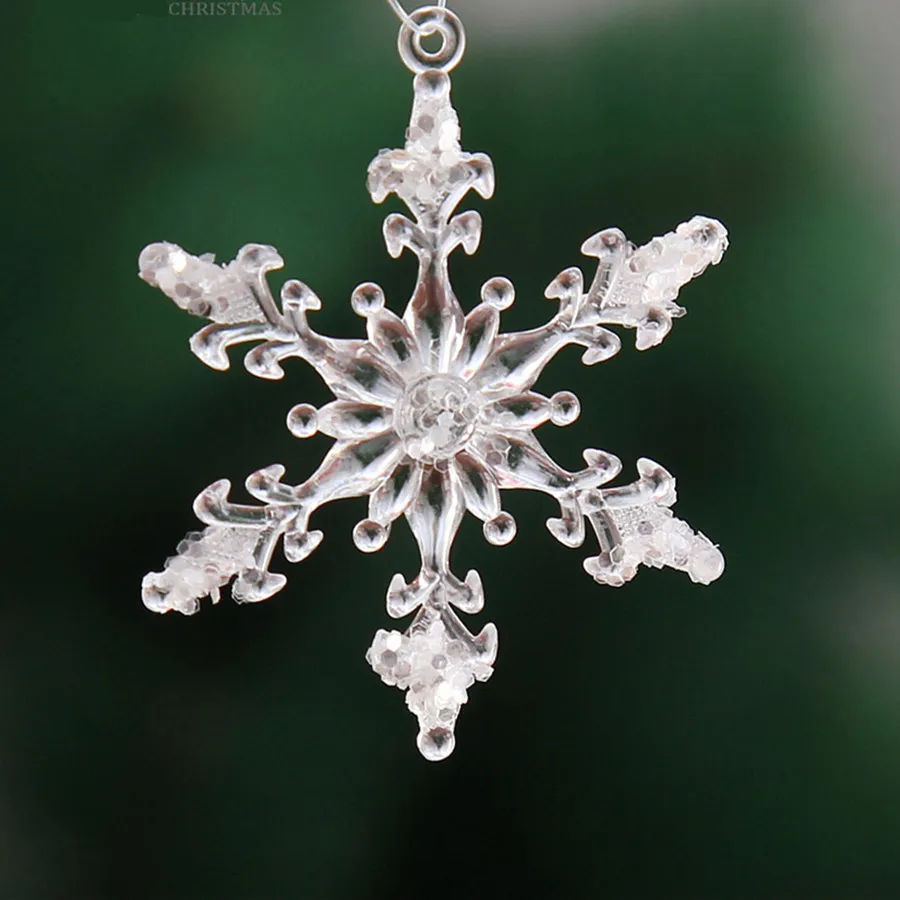 

12pcs/pack 4.5CM Transparent Acrylic Snowflakes Christmas Decoration Party Festival Navidad Xmas Tree Hanging Ornaments