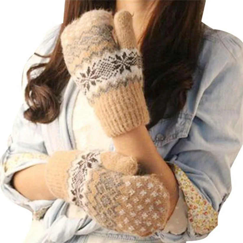 JAYCOSIN 2018 новый дизайн Для женщин Снежинка Зима теплые варежки шерстяного трикотажа запястье перчатки j9