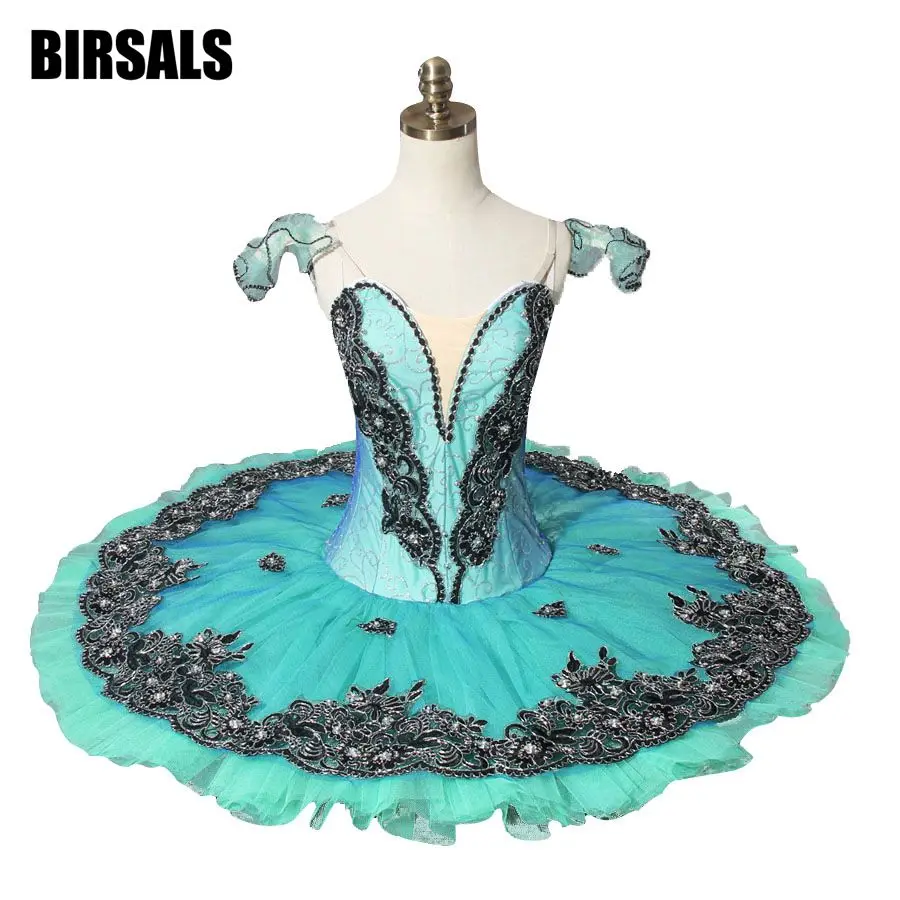 Kids Women Blue Pearl Tutu Skirt Pro Ballet Dancewear Platter party Dress