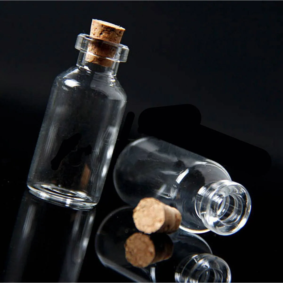 

10x Blank Tiny Small Transparent Message Bottles Vials glass bottle with cork