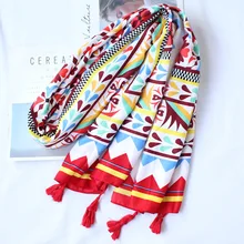 Женский хлопковый шарф, яркий цвет, стильный большой хиджаб, длинная шаль, Цветочный саронг, пляжные шарфы для женщин [3071]