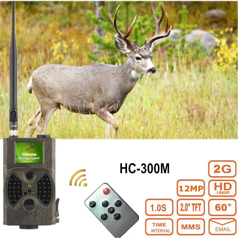 

2G GSM MMS SMTP SMS Trail Camera Cellular Wildlife Wireless 16MP Hunting Cameras HC300M 1080P Night Vision Photo Trap Tracking
