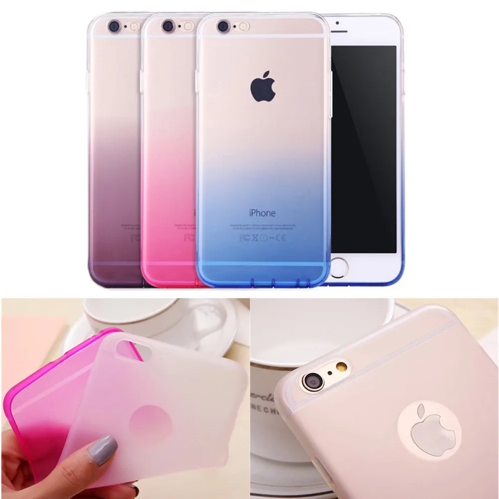 Phone Cases for Apple iPhone 6 6s Case Transparent Gradient Color Design TPU Silicon Covers Shell Capa 4.7inch Phone Accessories