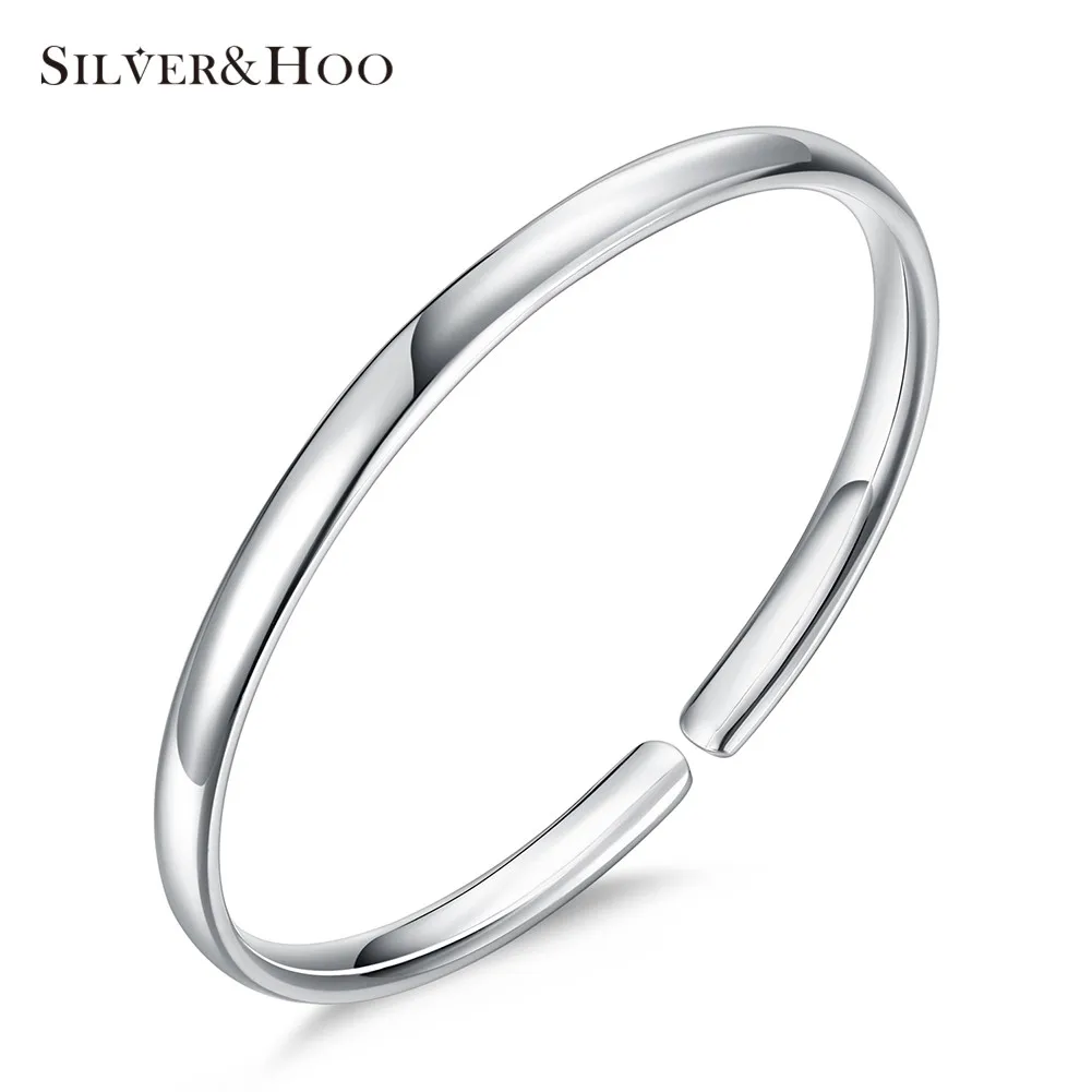 SILVERHOO 999 Sterling Silver Classic Bangles Fine Jewelry Gift for