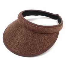 Унисекс для женщин и мужчин, базовая Солнцезащитная шляпа для пляжа, Большие широкие поля, из соломы козырек Кепка без верха, летняя кепка для женщин, шапка s Chapeau Femme