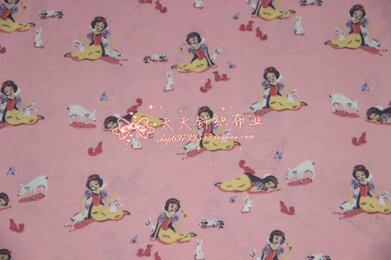 

Snow White Sheep Rabbit Squirrel Bird Girl Child Cloth Textile Elasticity Knitted Lycra Cotton Fabric Sewing Quilting Patchwork