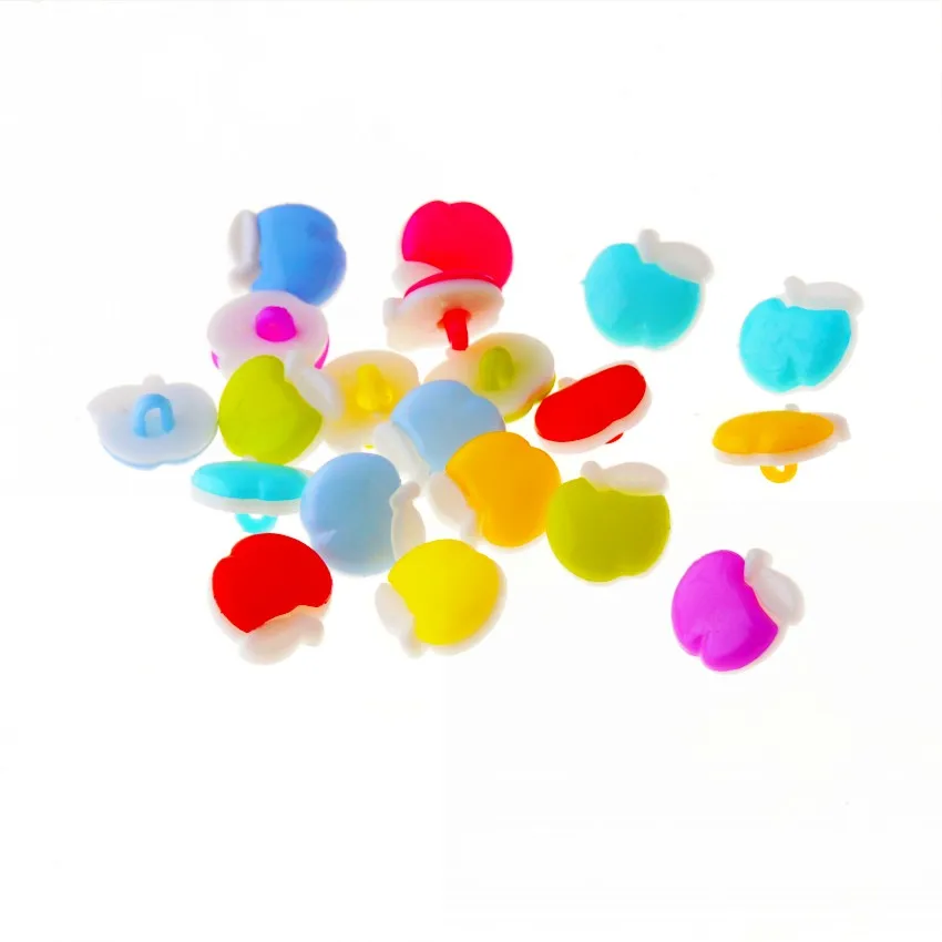 

Free Shipping 50Pcs plastic Jeans Buttons Mixed Apple Design Decoration Clothing Accessories Sewing Buttons 14x14mm