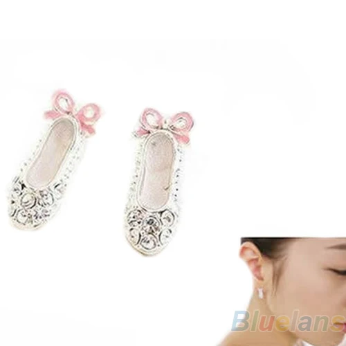 Hot Charming Fashion Lovely Ballet Shoes Bowknot Stud Earrings Earring