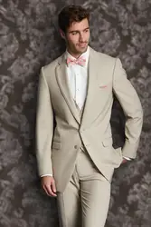2018 последние конструкции пальто брюки шампанское бежевый костюмы для свадьбы для мужчин Terno Slim Fit 3 предмета смокинг жениха на заказ Блейзер
