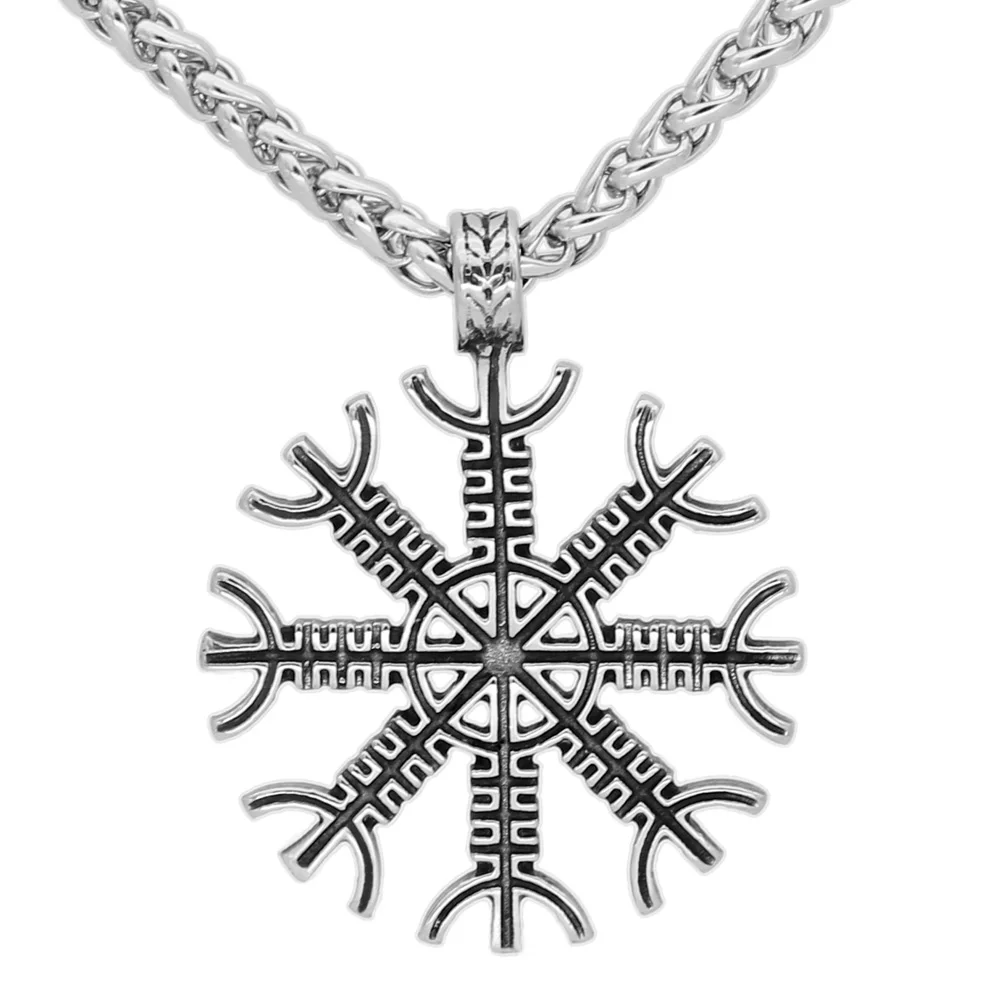 

Nordic viking odin symbol vegvisir amulet stainless steel pendant necklace