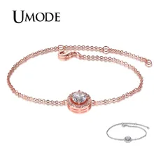 UMODE, женский браслет-цепочка, Круглый, кубический цирконий, камень, браслет, Femme, розовое золото, серебро, цвет, ювелирные изделия, аксессуары, подарок, UB0158