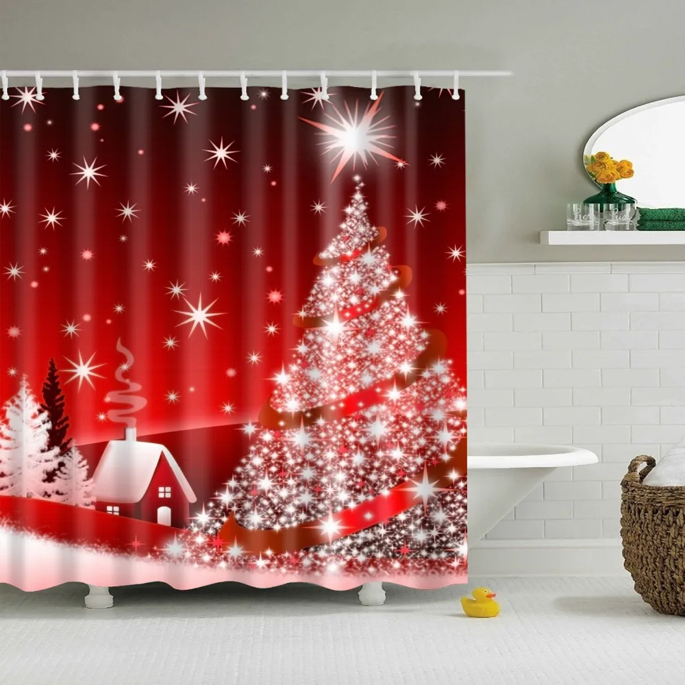 Merry Christmas Санта Клаус Рождественская елка Лось Подарок Снеговик занавеска для душа s Frabic Водонепроницаемый полиэстер занавеска для ванной с крючками