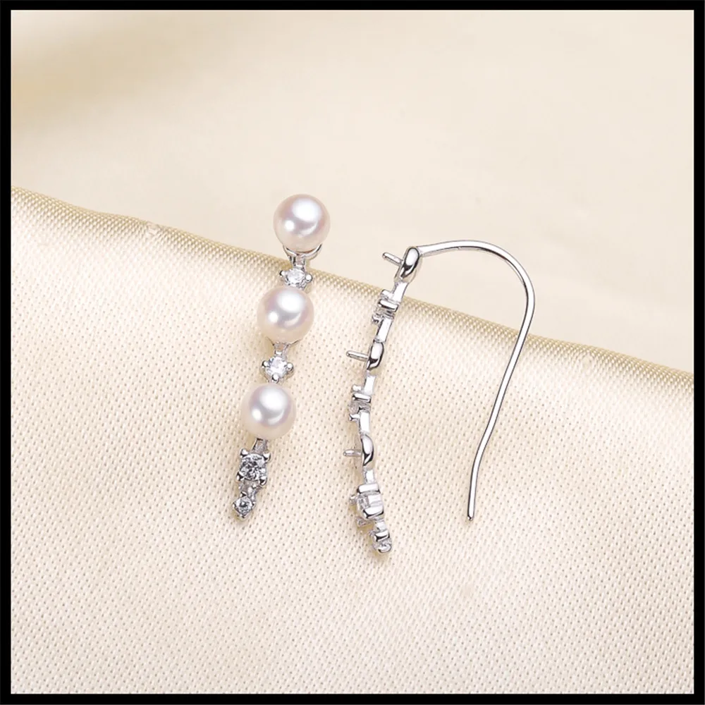 

Earrings Mount Pearl Accessories 925 Silver Earrings Jewelry DIY making No Pearl