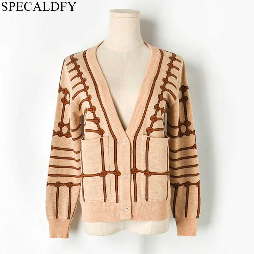 

2019 Autumn Winter Knitted Thin Sweater Coat Women Long Sleeve Plaid Designer Runway Cardigan Feminino Outwear Sueter Mujer