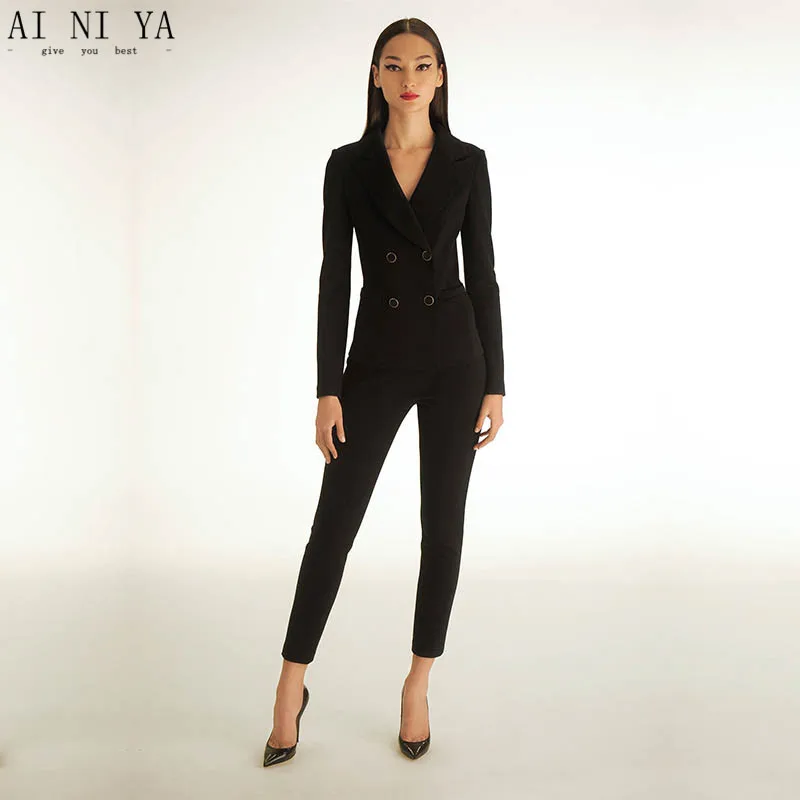 Schwarz Frauen Smoking 2 Stuck Set Frauen Anzug Weibliche Buro Einheitliche Damen Hose Pant Anzuge Zweireiher Benutzerdefinierte Pant Suits Womens Tuxedobusiness Woman Suit Aliexpress