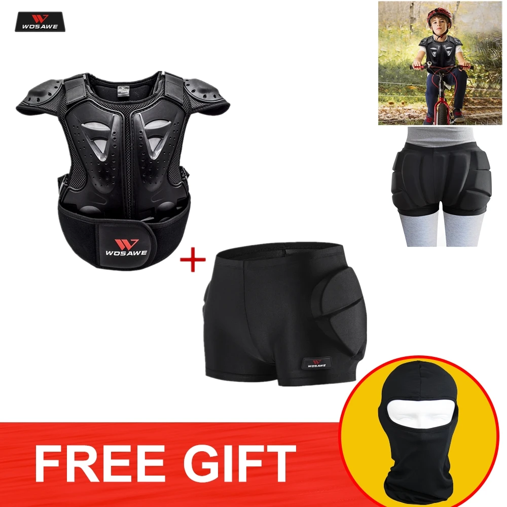 

WOSAWE Motorcycle Armor Jacket Motocross Armor Vest Body Chest Shoulder Back Gear Protective Hip Protector for Children Kids