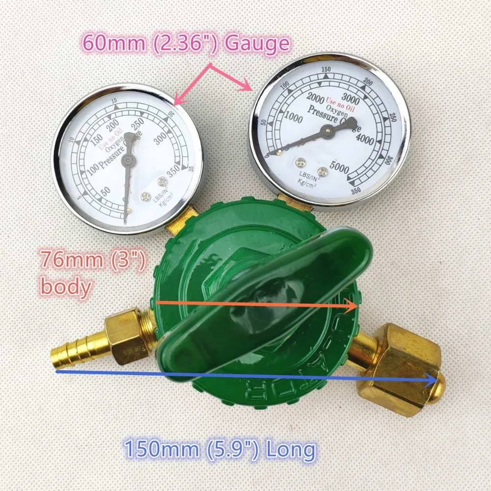 Регулятор кислорода 0-350 кг/cm2(0-35MPa 0-5000psi) до 0-25 кг/cm2(0-2.5MPa) G5/8 на входе двойной датчик Сварка режущий газ Давление Reg