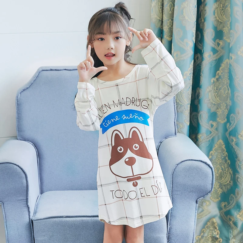 

Princess nightgown 2018 autum long-sleeved printing pajamas children's clothing girls home service Gifts for children nightdress