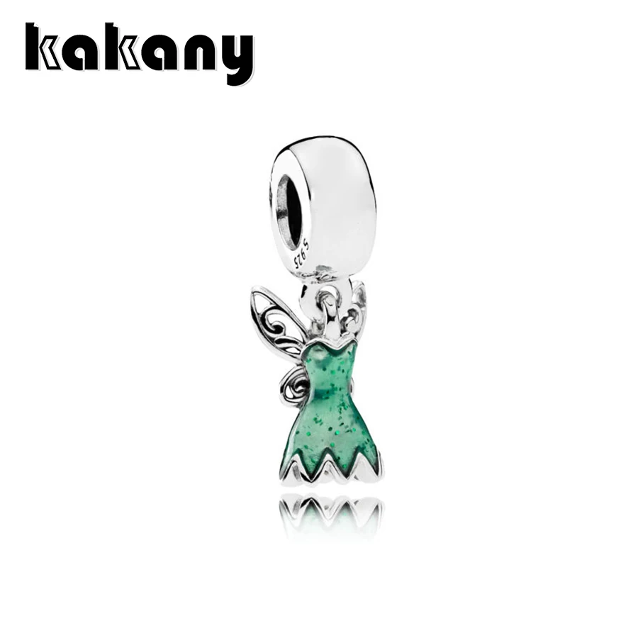 

2019 High Quality 1:1 Original 925 Sterling Silver Disne Tinker Bell's Dress Hanging Charm Women's Diy Jewelry