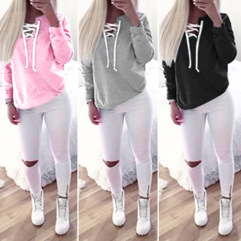 

KLV Womens Long Sleeve Hoodie Sweatshirt Ladies Casual Hooded Coat Pullover
