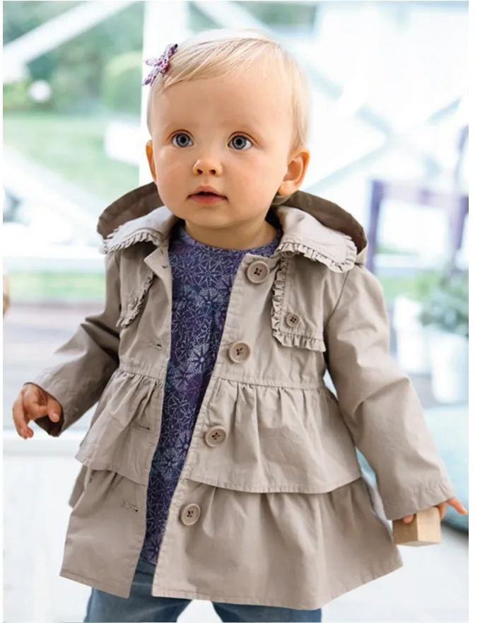 girls trench coat children coat 2016 autumn spring Hoodies Long outwear kids jackets Plaid
