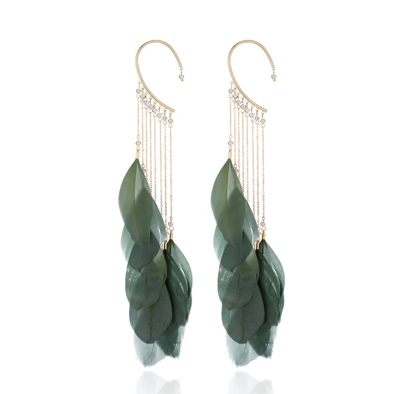 

Stylish, concise, high-quality for the women earrings, personality feathers Metal alloy fringed ladies'Earrings