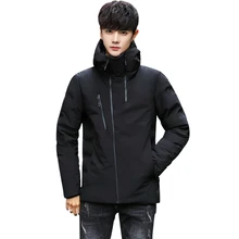 Rlyaeiz новая зимняя куртка Мужская Утепленная теплая короткая парка с капюшоном пальто длинный рукав пуховик на молнии Зимняя одежда куртки